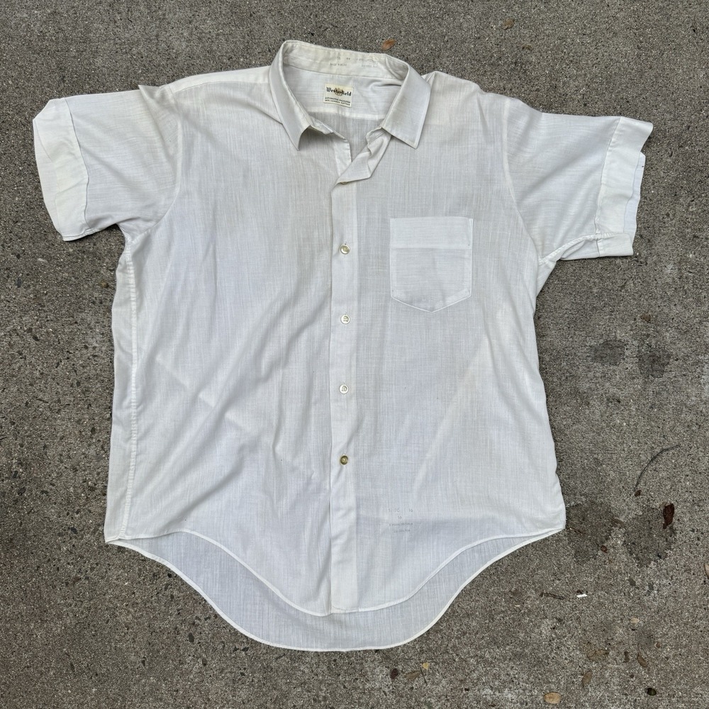 Vintage 50s Westerfield Short Sleeve Button Down Shirt White Size 16 Large